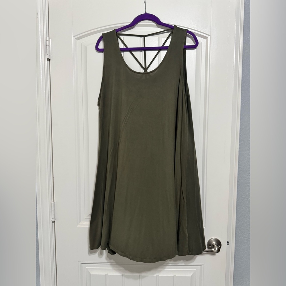 Maurices Olive Midi Dress with Strappy Back